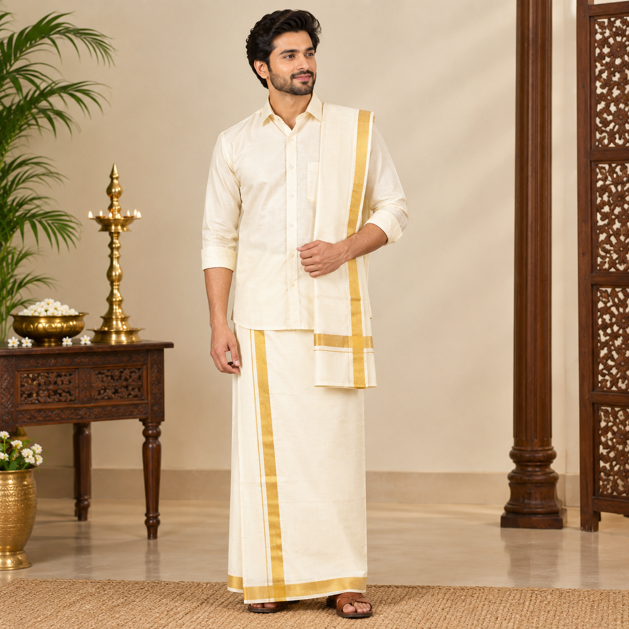 Traditional Cotton Veshti Set